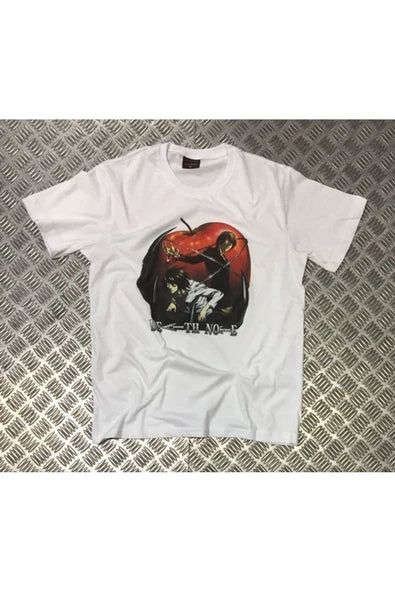fame-stoned  Unisex Beyaz Death Note Baskılı T-shirt