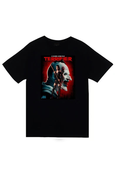 fame-stoned  Terrifier Baskılı Unisex %100 Pamuk Siyah T-shirt