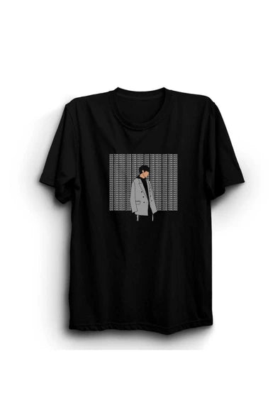 fame-stoned  Louis Tomlinson Baskılı Unisex %100 Pamuk Siyah T-shirt