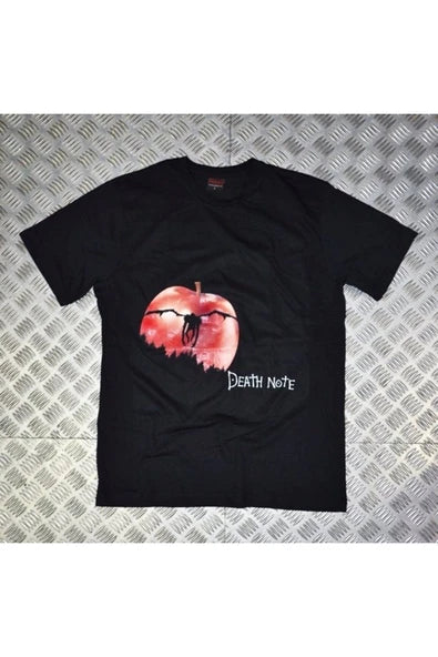fame-stoned  Death Note Anime Baskılı Unisex %100 Pamuk Siyah T-shirt