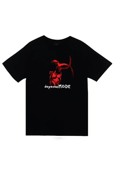 fame-stoned Depeche Mode Baskılı Unisex %100 Pamuk Siyah T-shirt