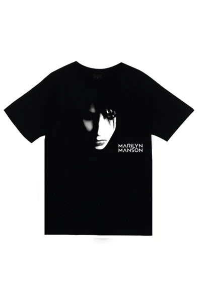 fame-stoned Marilyn Manson Baskılı Unisex %100 Pamuk Siyah T-shirt