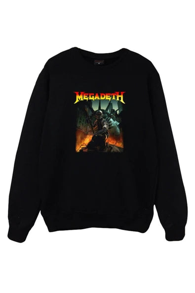 fame-stoned Megadeth Baskılı Bisiklet Yaka Sweatshirt