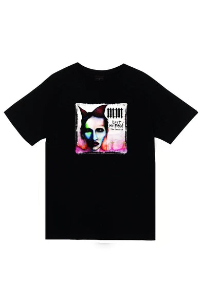 fame-stoned Marilyn Manson Baskılı Unisex %100 Pamuk Siyah T-shirt