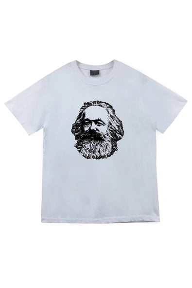 fame-stoned  Karl Marx Baskılı Unisex Beyaz %100 Pamuk T-shirt