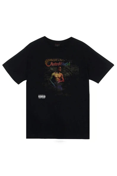 fame-stoned  Unisex Siyah Astraworld Travis Scott Baskılı T-shirt
