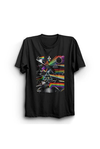 fame-stoned  Pink Floyd Baskılı Unisex %100 Pamuk Siyah T-shirt
