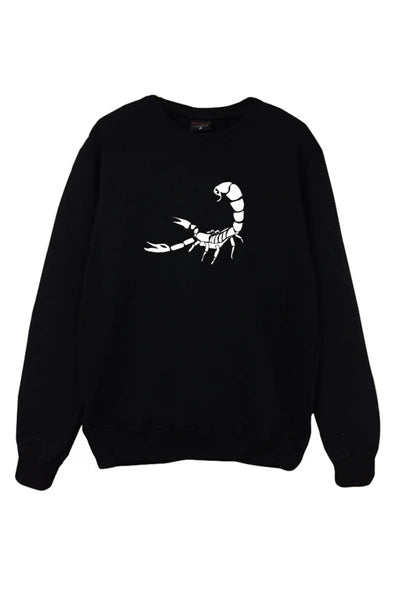 Akrep baskılı siyah sweatshirt