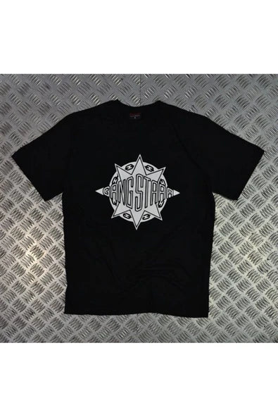 fame-stoned  Unisex Siyah  Gangsta Baskılı T-Shirt