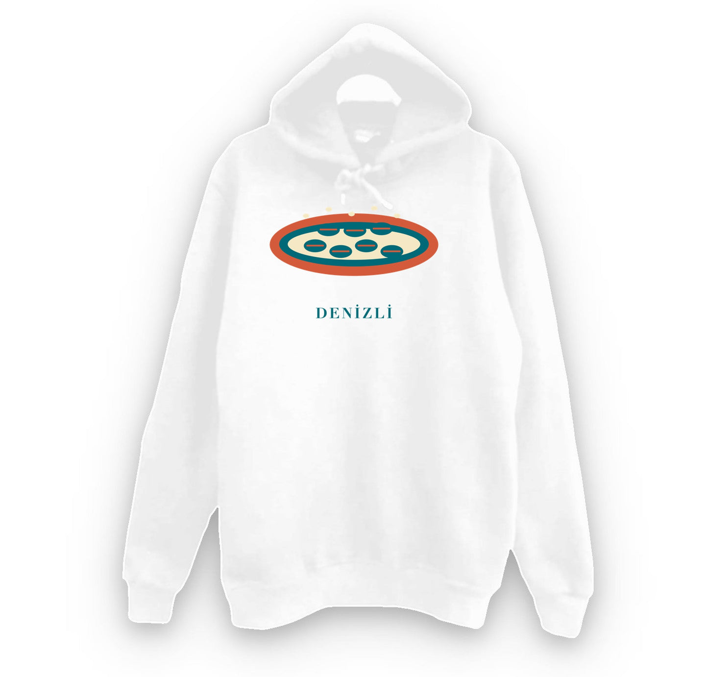 Denizli Cabut Aşı baskılı beyaz kapüşonlu sweatshirt