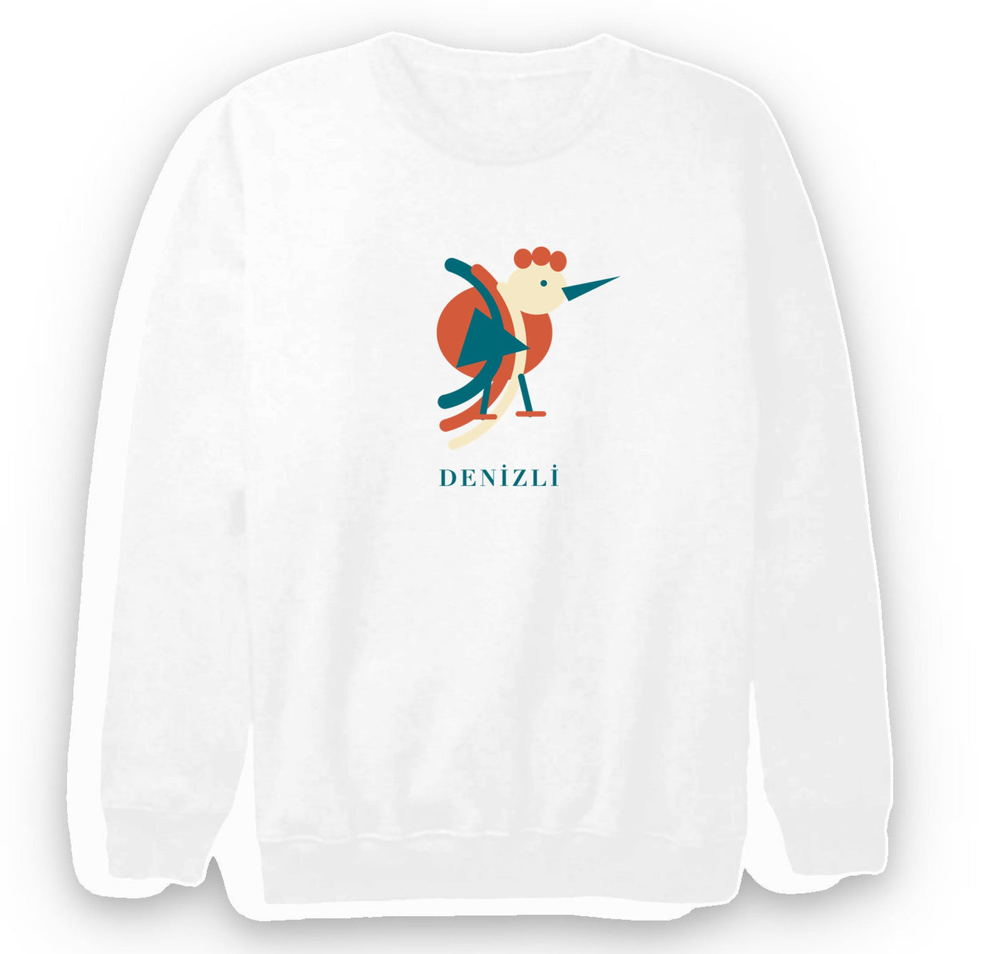 Denizli Horozu baskılı beyaz sweatshirt