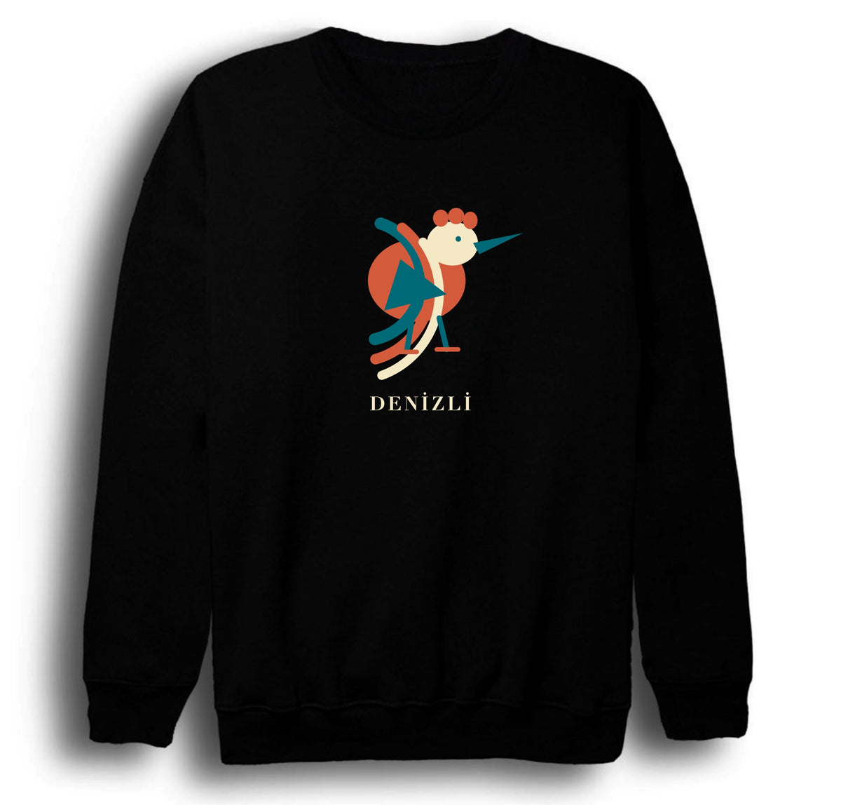 Denizli Horozu baskılı siyah sweatshirt