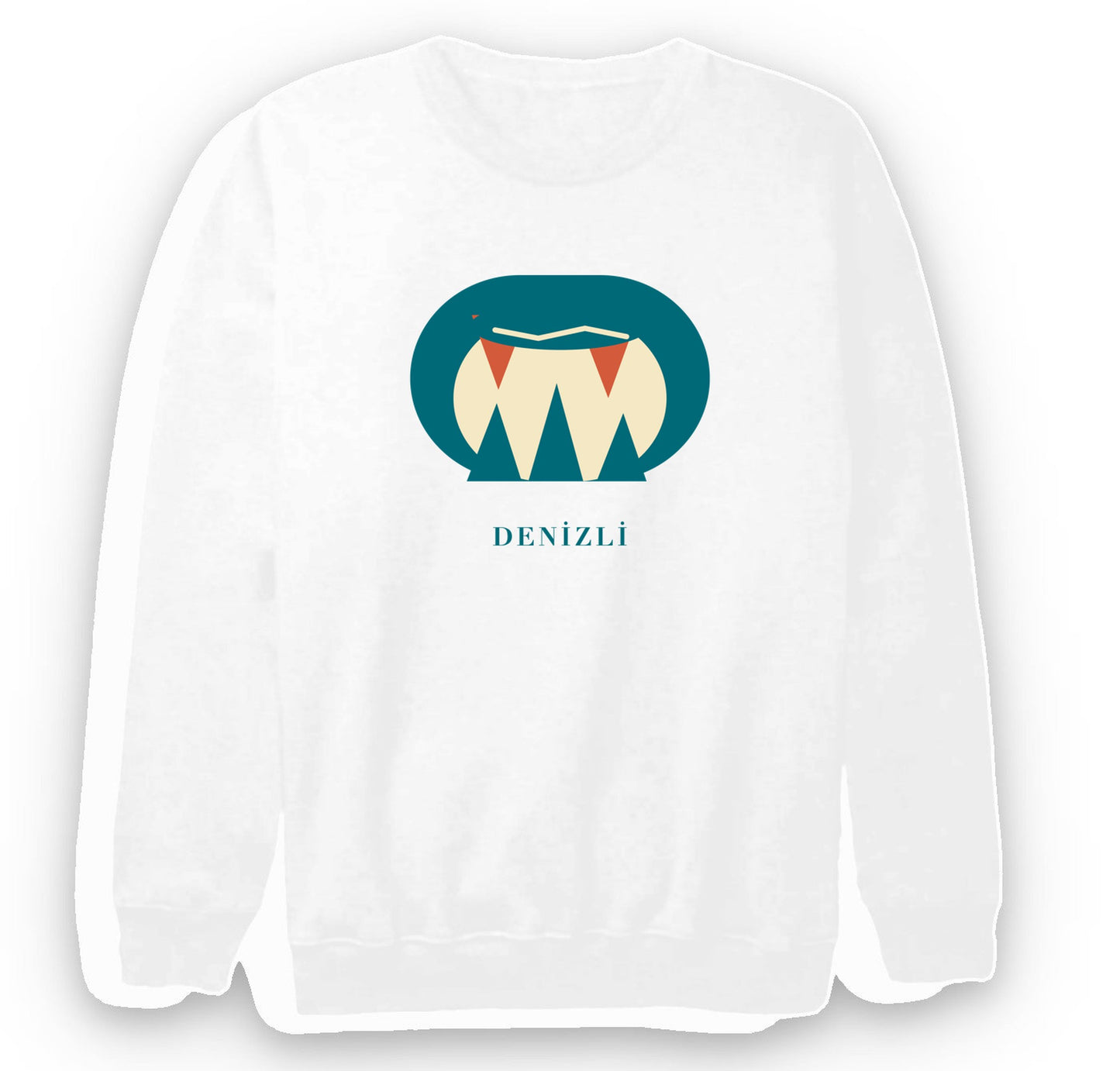 Denizli Kaklık Mağarası baskılı beyaz sweatshirt