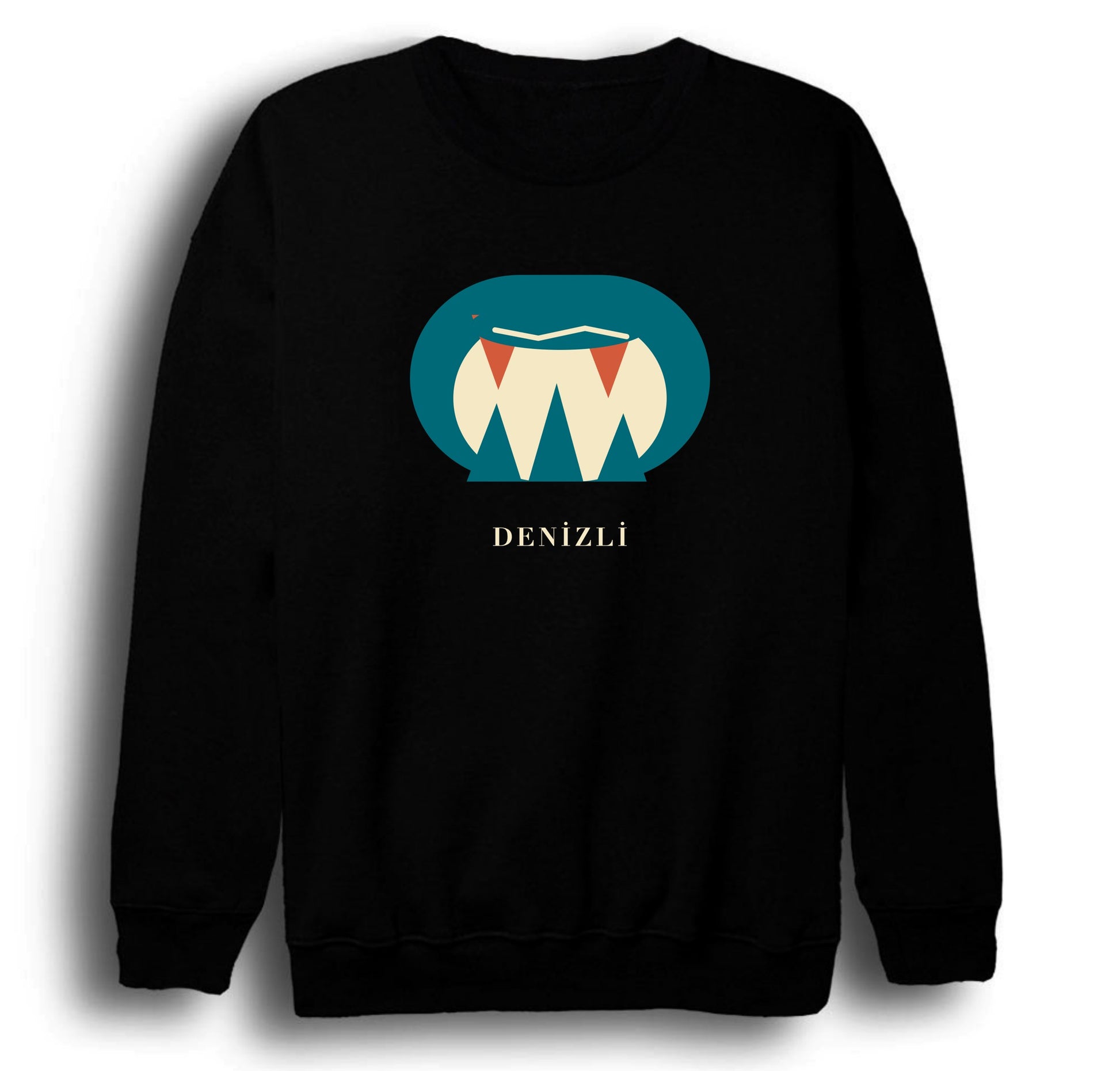 Denizli Kaklık Mağarası baskılı siyah sweatshirt