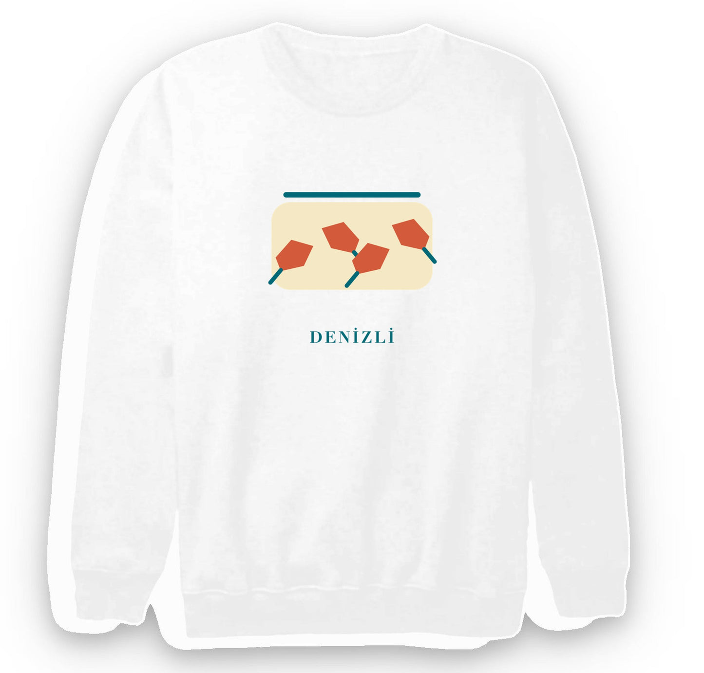 Denizli Kale Biberi baskılı beyaz sweatshirt