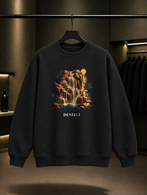 Denizli Kebabı baskılı siyah sweatshirt