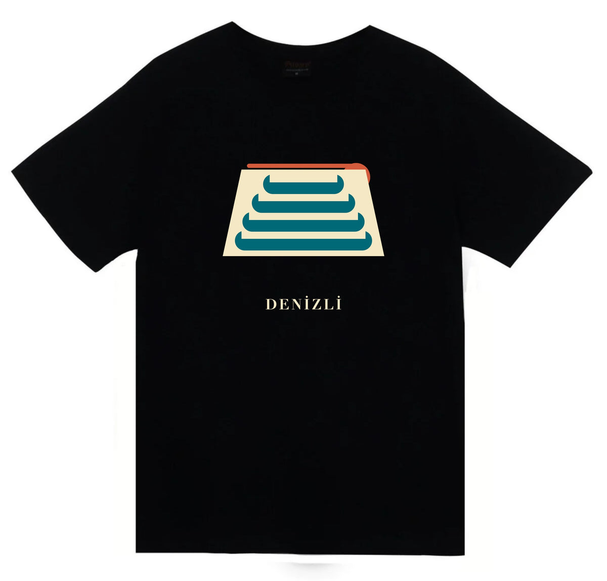 Denizli Pamukkale Travertenleri baskılı siyah t-shirt