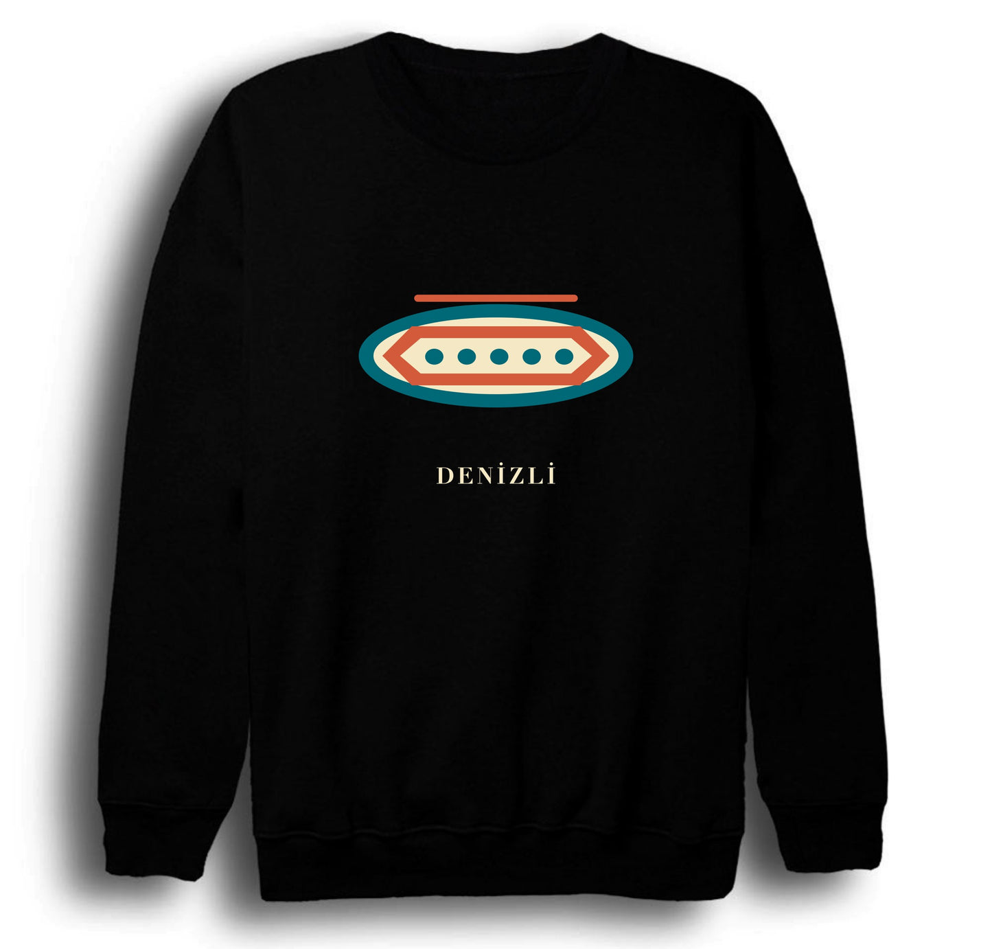 Denizli Tavas Pidesi baskılı siyah sweatshirt