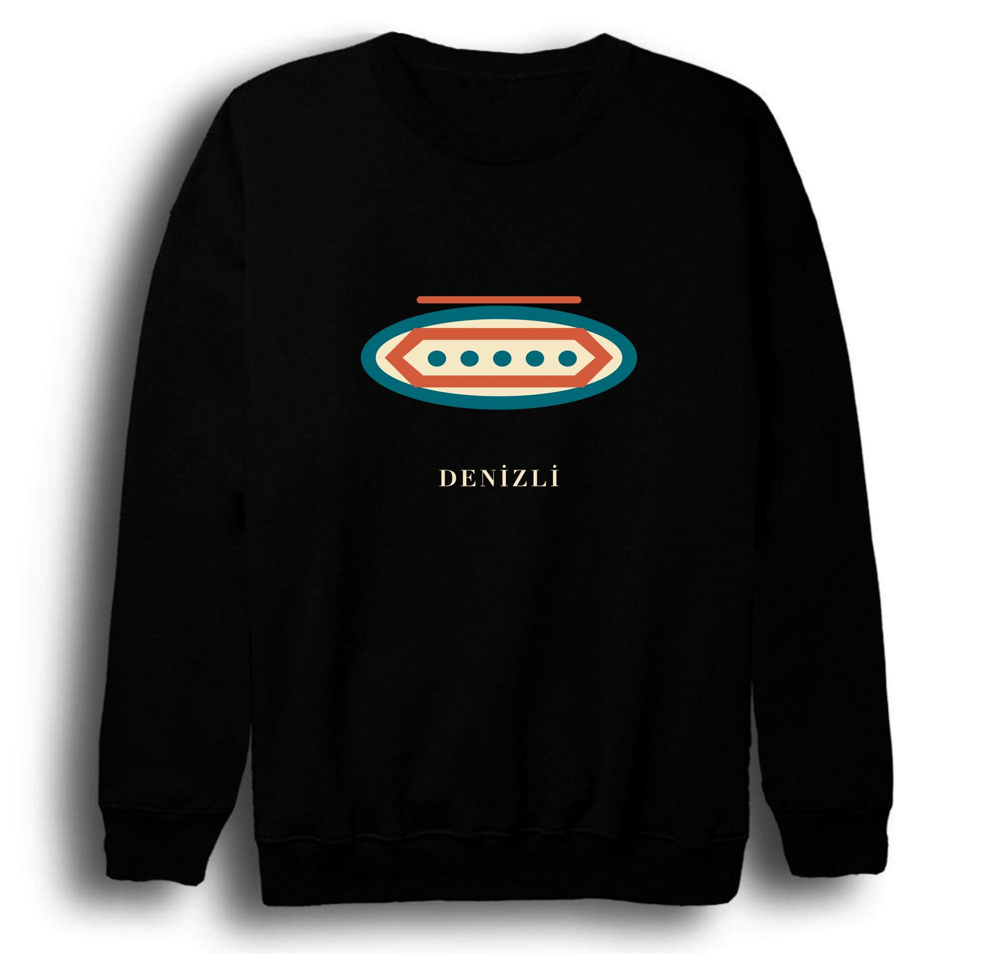 Denizli Tavas Pidesi baskılı siyah sweatshirt