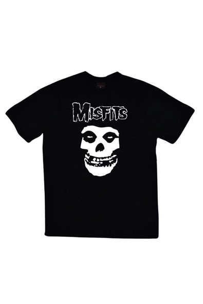 fame-stoned Misfits Baskılı Unisex %100 Pamuk Siyah T-shirt