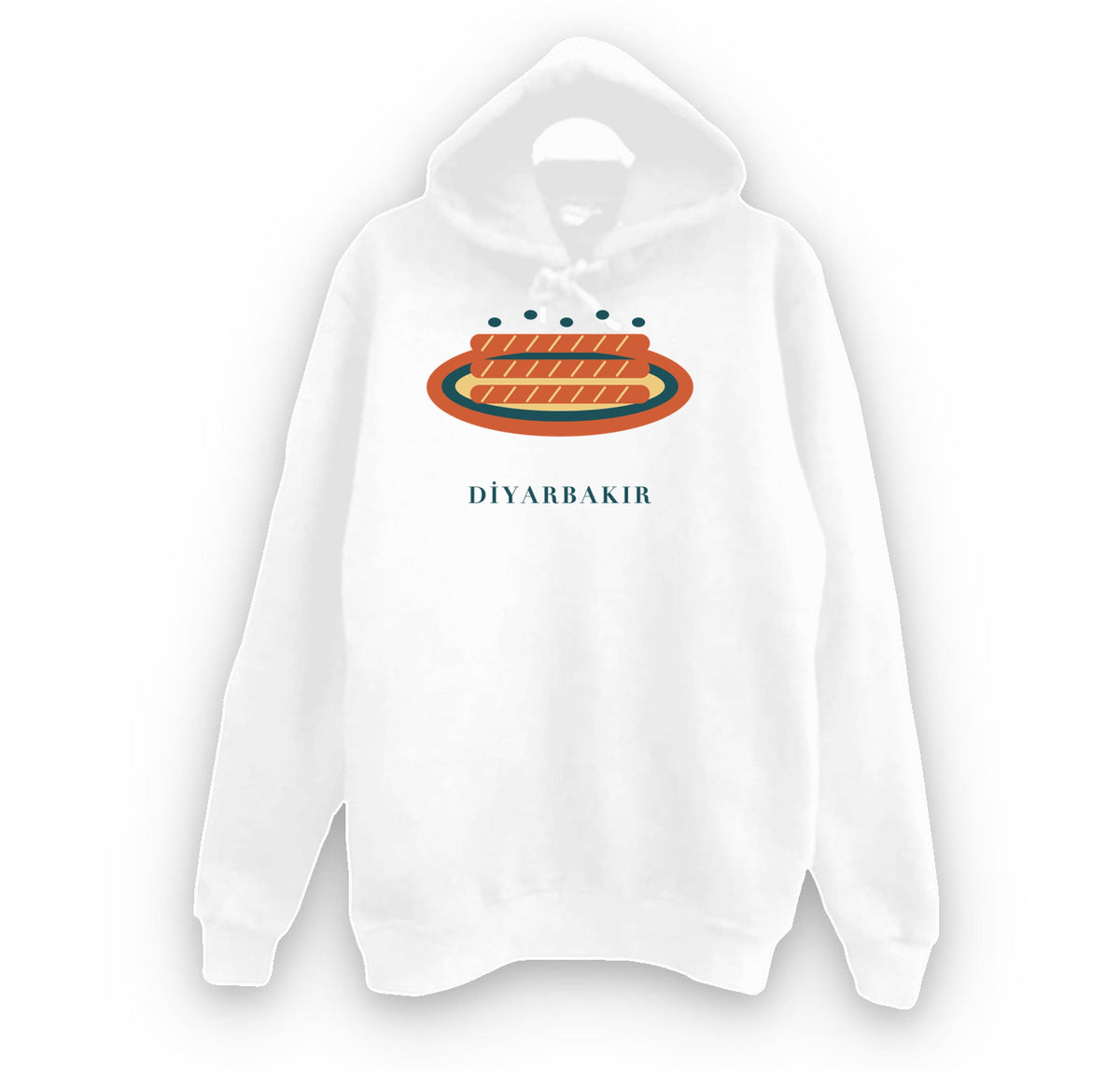 Diyarbakır Burma Kadayıf baskılı beyaz kapüşonlu sweatshirt