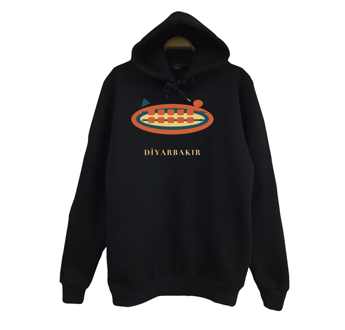 Diyarbakır Ciğer Kebabı baskılı siyah kapüşonlu sweatshirt