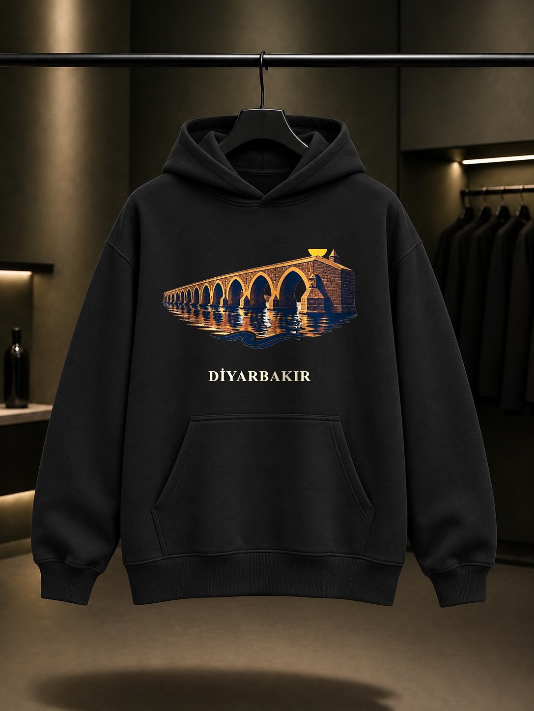 Diyarbakır Ciğer Kebabı baskılı siyah kapüşonlu sweatshirt