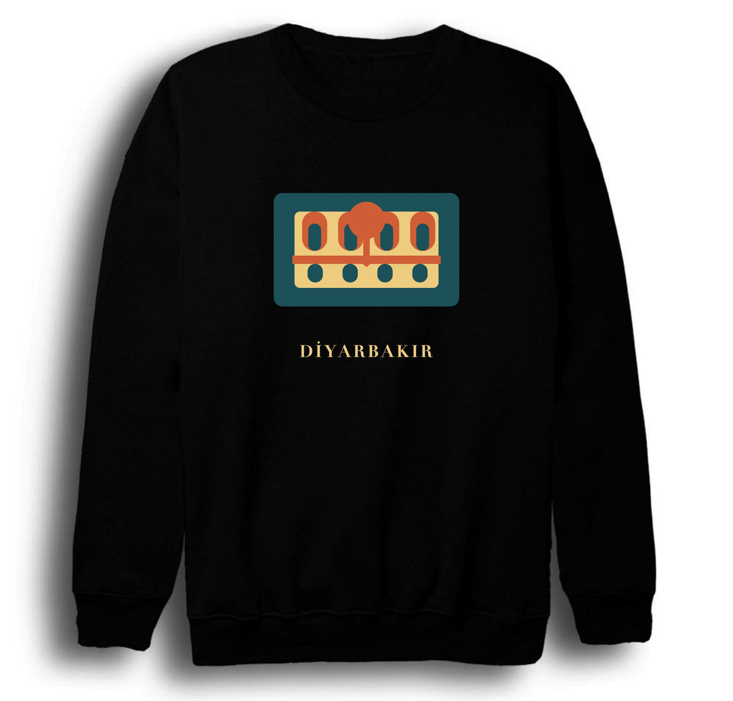 Diyarbakır Hasan Paşa Hanı baskılı siyah sweatshirt