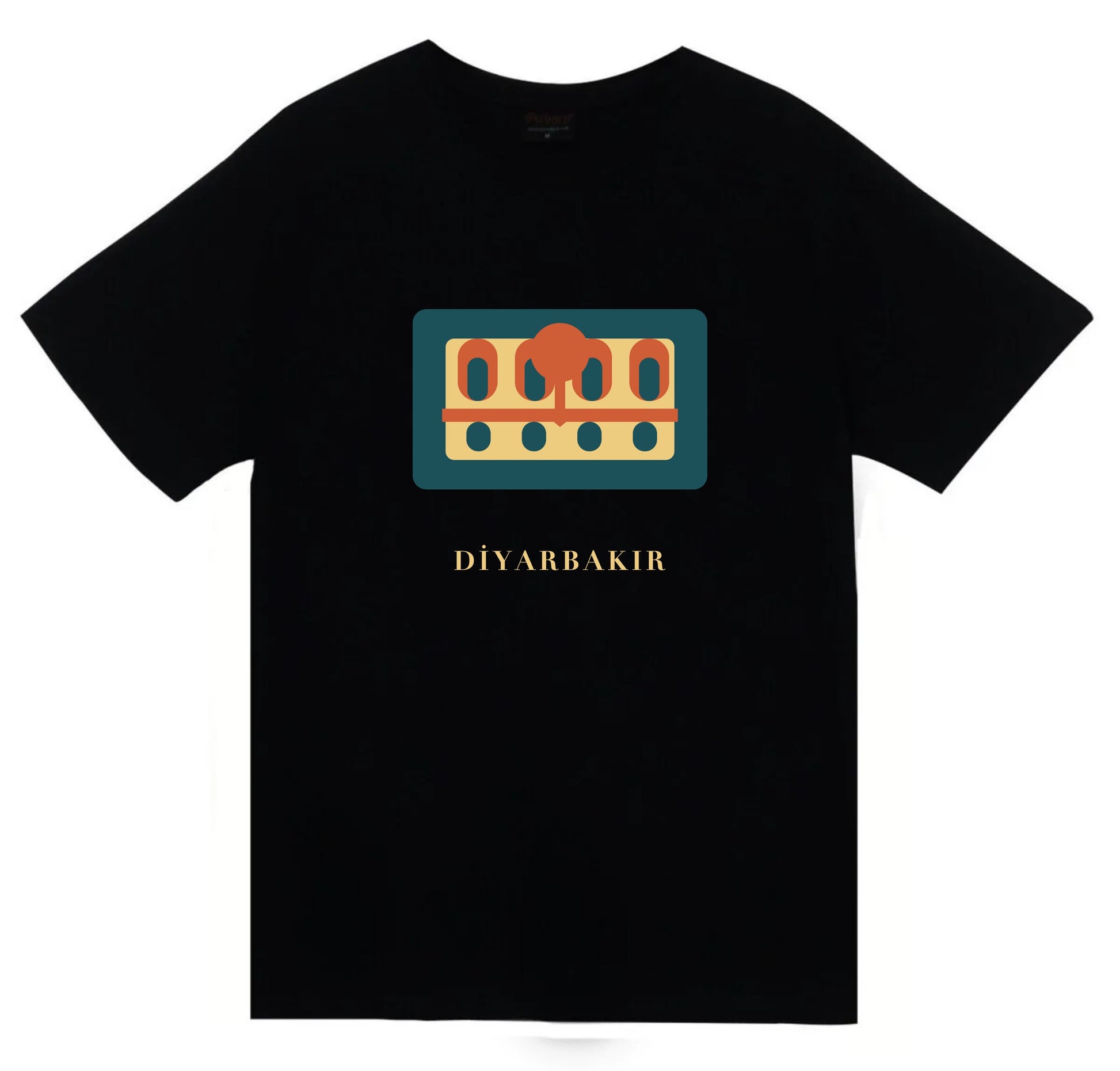 Diyarbakır Hasan Paşa Hanı baskılı siyah t-shirt