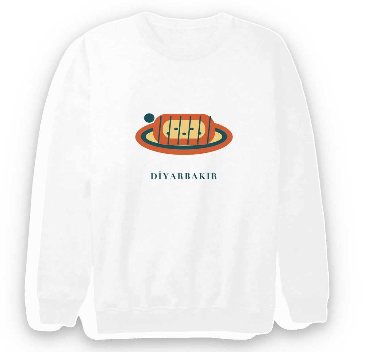Diyarbakır Kaburga Dolması baskılı beyaz sweatshirt