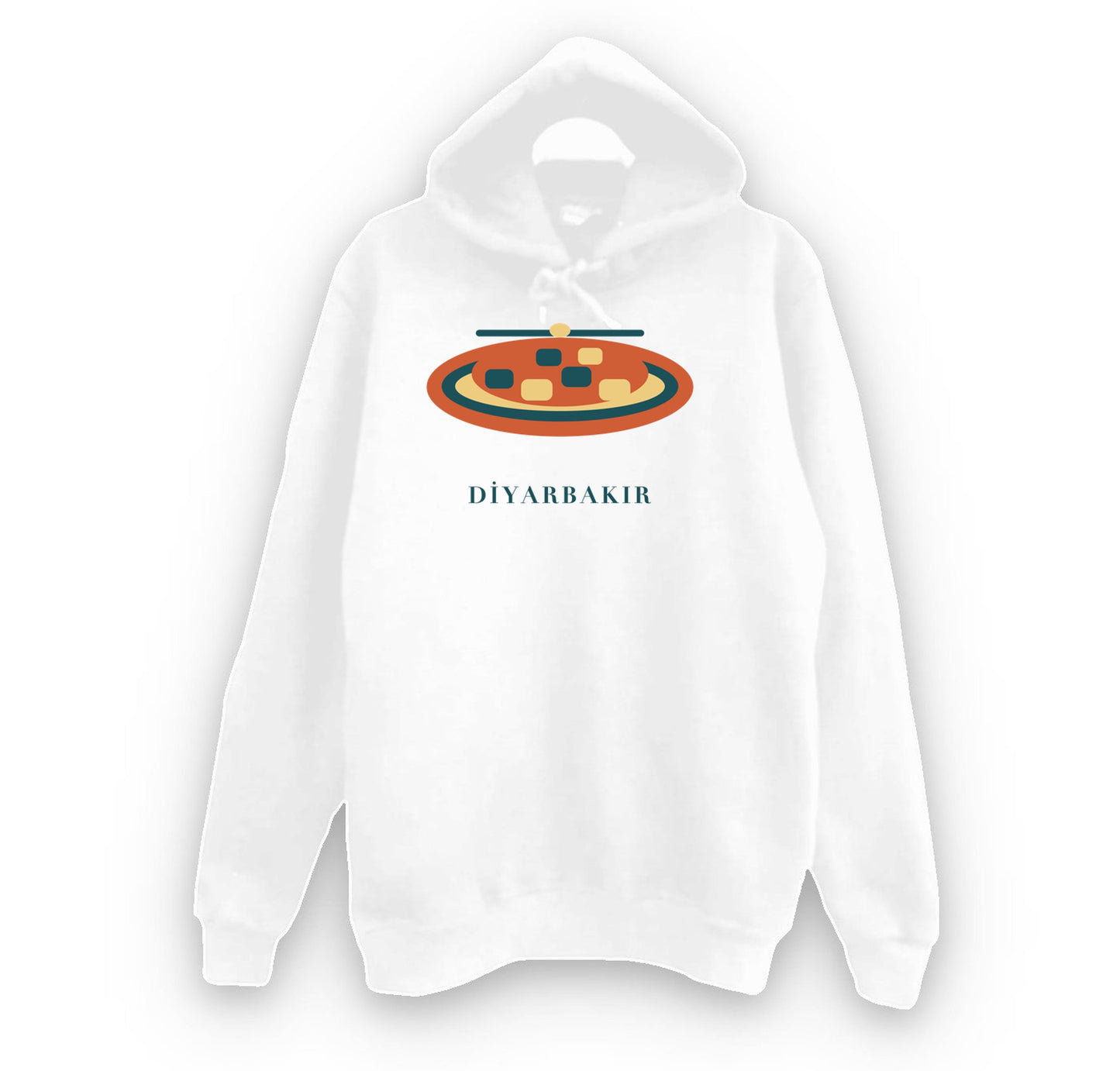 Diyarbakır Meftune baskılı beyaz kapüşonlu sweatshirt
