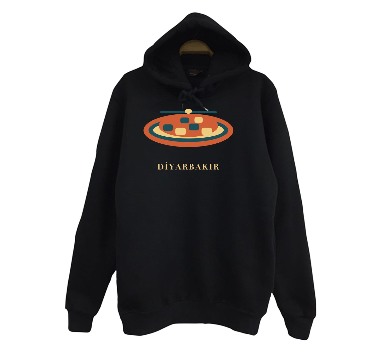 Diyarbakır Meftune baskılı siyah kapüşonlu sweatshirt