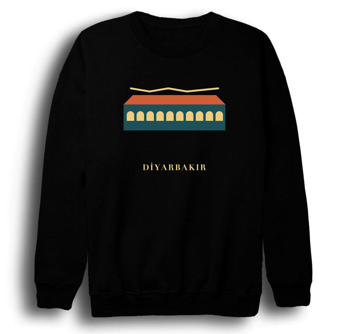 Diyarbakır On Gözlü Köprü baskılı siyah sweatshirt