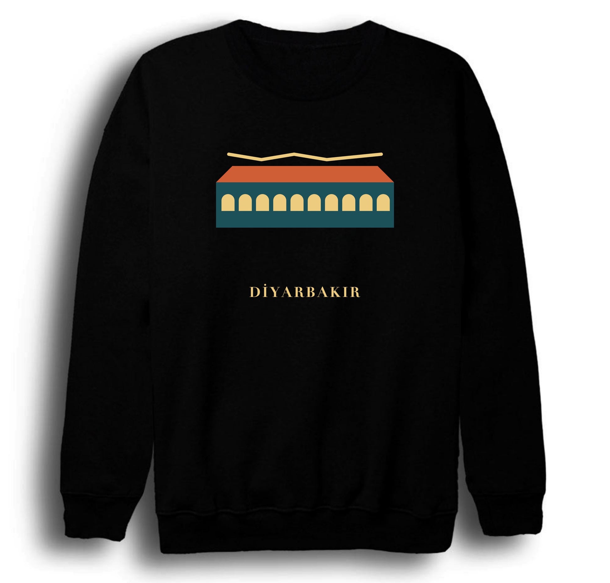 Diyarbakır On Gözlü Köprü baskılı siyah sweatshirt