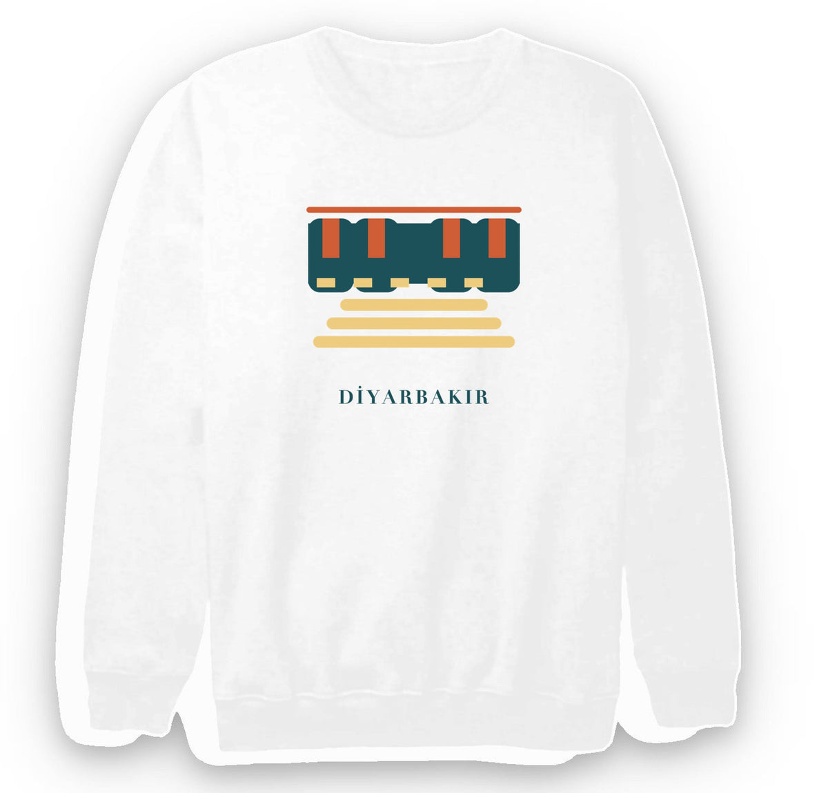 Diyarbakır Surları ve Hevsel Bahçeleri baskılı beyaz sweatshirt