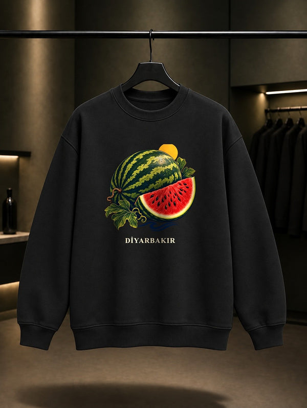 Diyarbakır Surları ve Hevsel Bahçeleri baskılı siyah sweatshirt