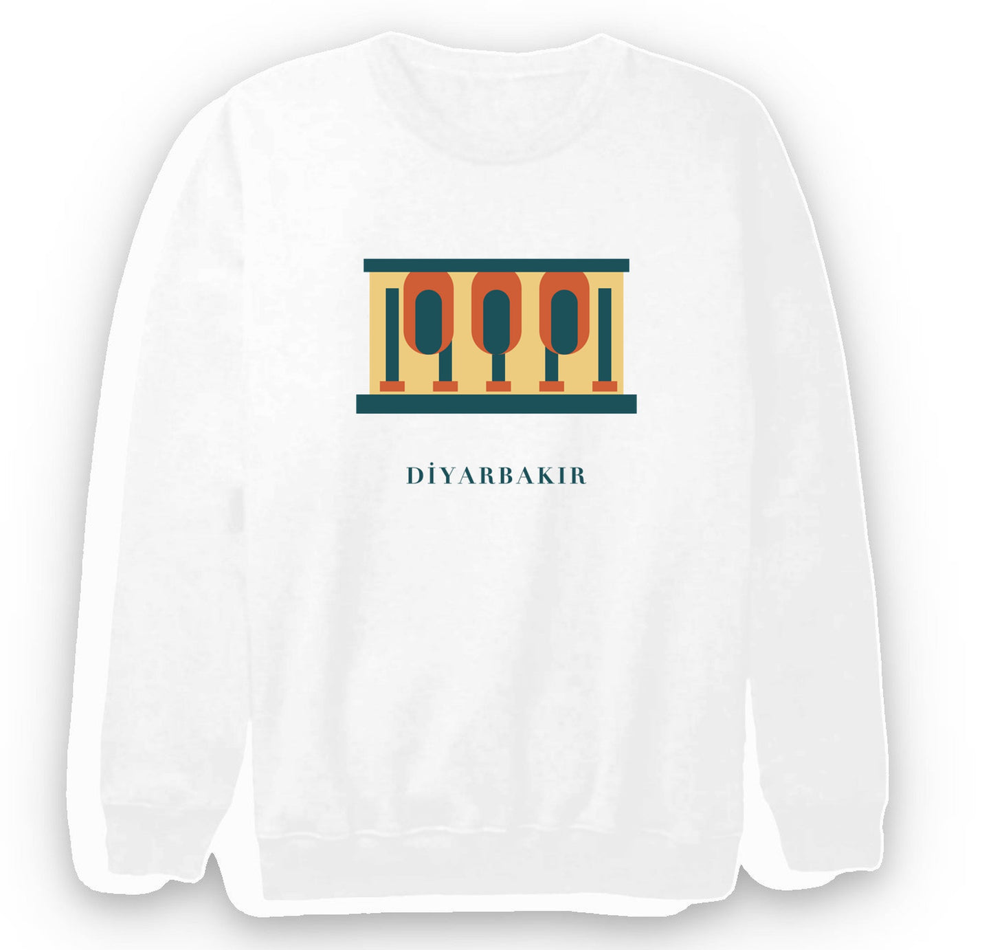 Diyarbakır Ulu Camii baskılı beyaz sweatshirt