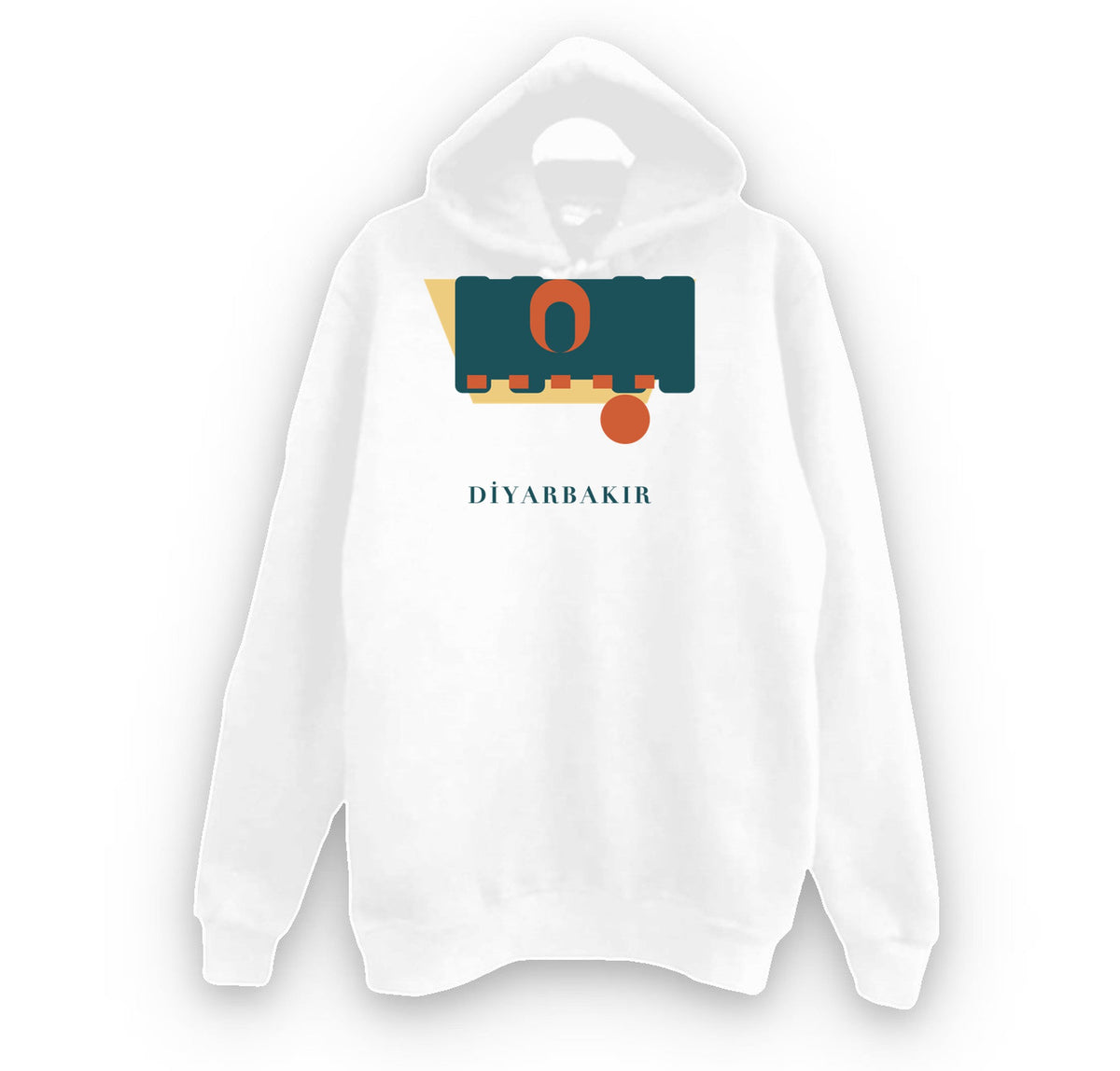 Diyarbakır Zerzevan Kalesi baskılı beyaz kapüşonlu sweatshirt