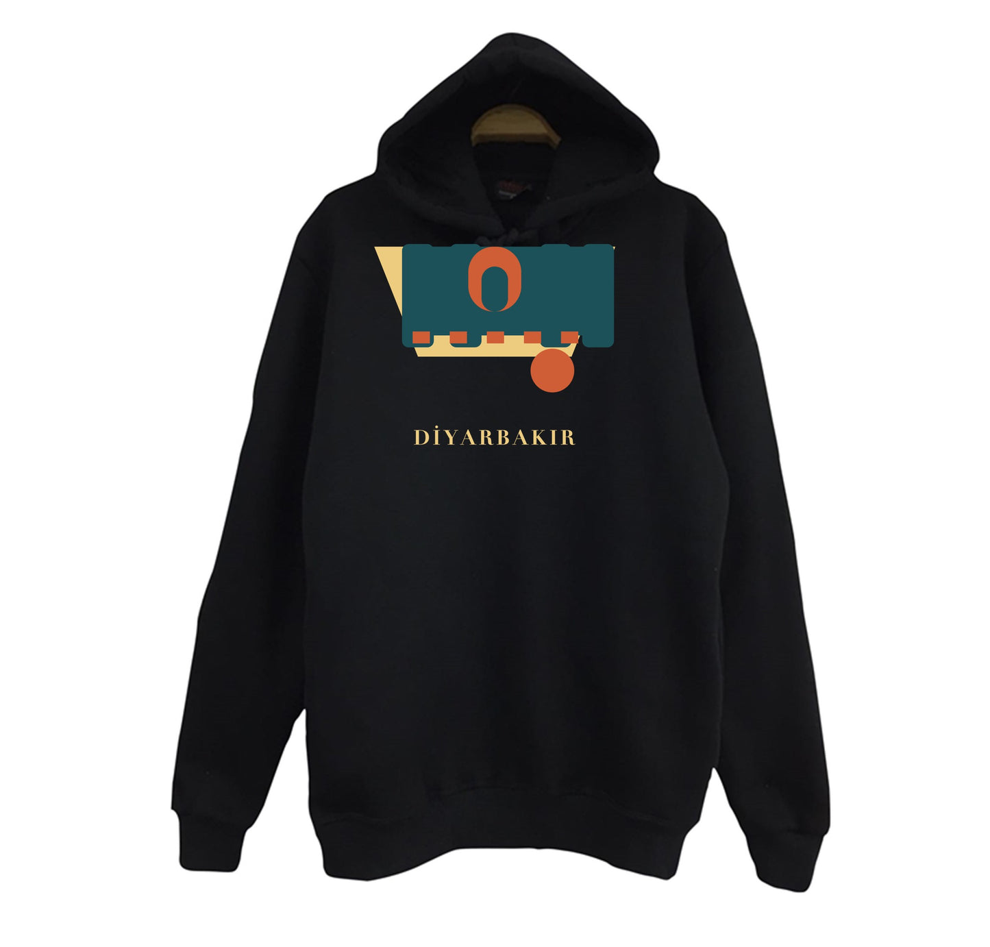 Diyarbakır Zerzevan Kalesi baskılı siyah kapüşonlu sweatshirt