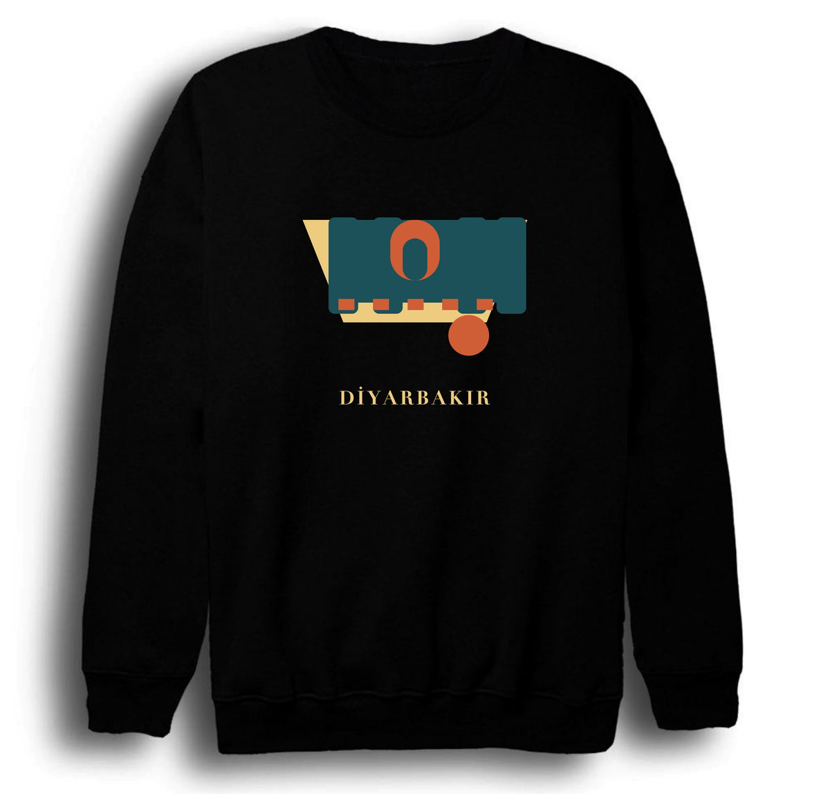 Diyarbakır Zerzevan Kalesi baskılı siyah sweatshirt
