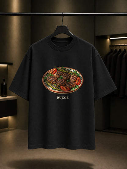 Düzce Köftesi baskılı siyah t-shirt