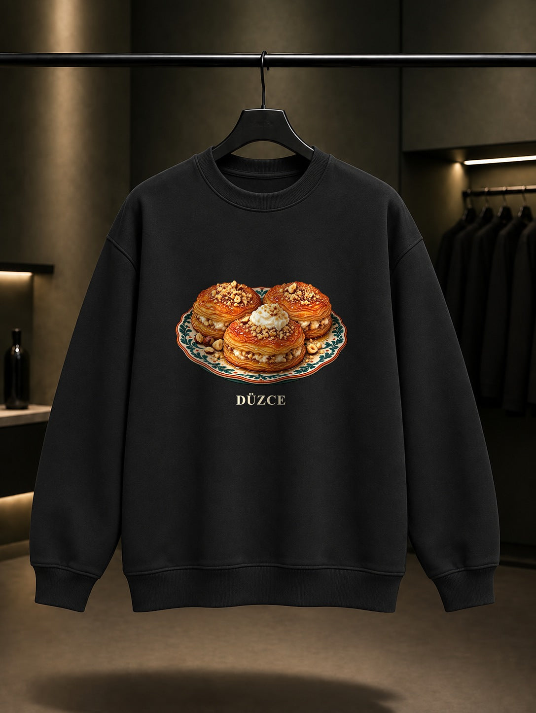 Düzce Melengüççeği baskılı siyah sweatshirt