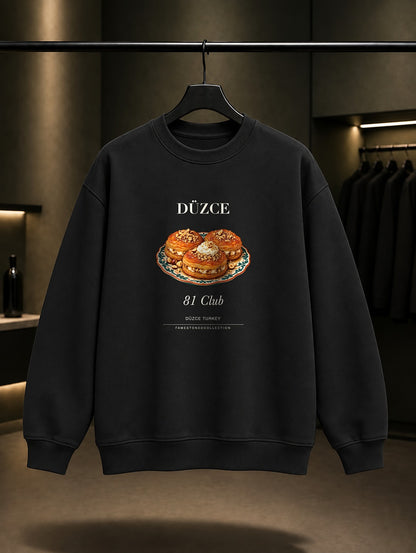 Düzce Melengüççeği 81 Club baskılı siyah sweatshirt