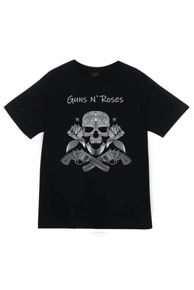 fame-stoned Guns N Roses Baskılı Unisex %100 Pamuk Siyah T-shirt