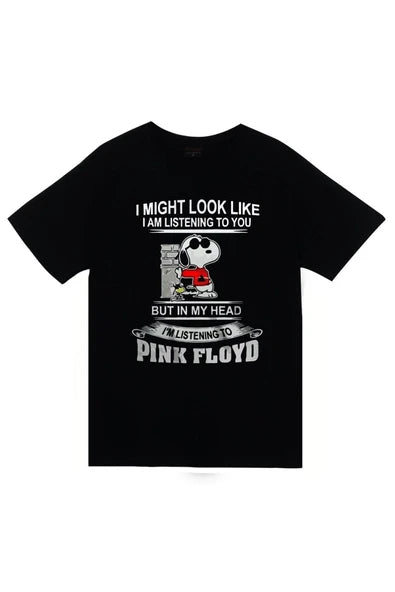 fame-stoned  Pink Floyd Baskılı Unisex %100 Pamuk Siyah T-shirt