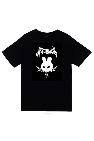 fame-stoned  Stray Kids Skzoo Leebit Karakter Baskılı Unisex %100 Pamuk Siyah T-shirt