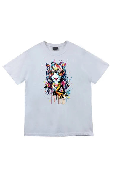 fame-stoned  Unisex Beyaz Kaplan Baskılı T-shirt