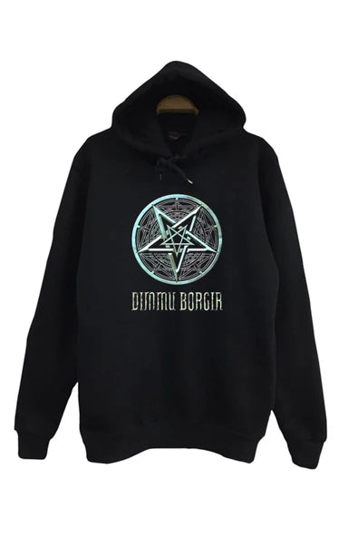 fame-stoned Dimmu Borgir Baskılı Kapüşonlu Sweatshirt