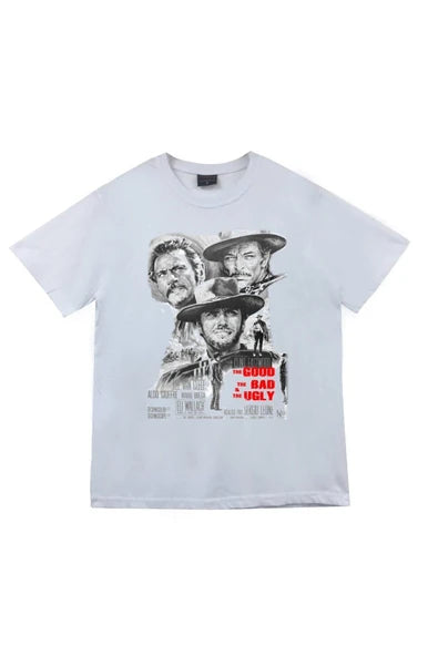 fame-stoned  Unisex Beyaz İyi Kötü Çirkin Baskılı T-shirt