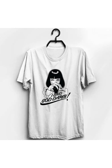 fame-stoned  Stoned Pulp Fiction Baskılı Unisex %100 Pamuk Beyaz T-shirt